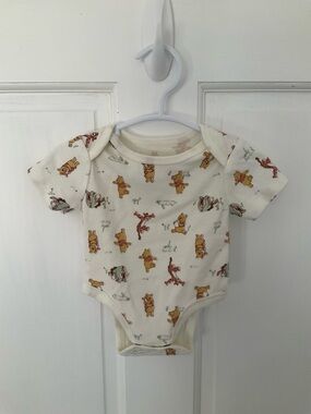 Disney Cream Winnie the Pooh & Tigger Short Sleeve Baby One-Piece